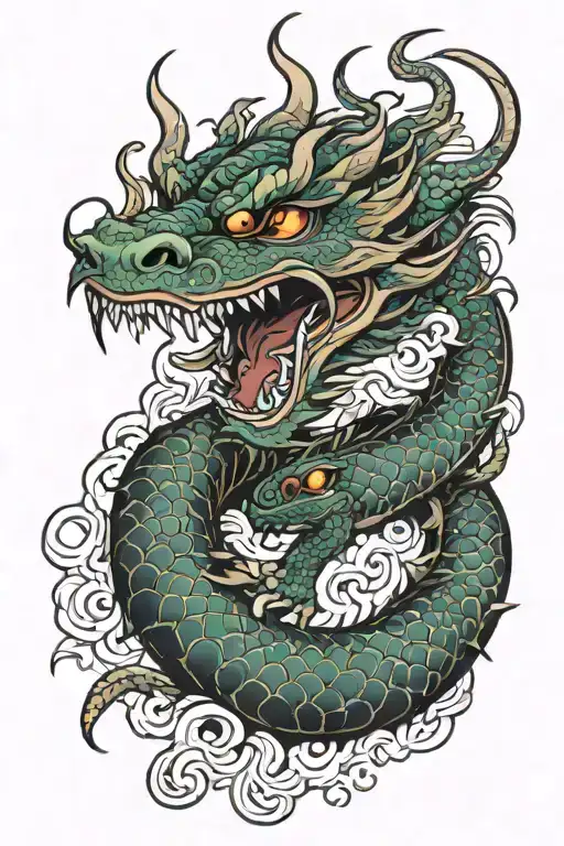 yakuza sleeve tattoo dragon eating tattoo design idea
