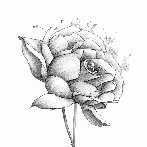 flowers and tornado tattoo design idea