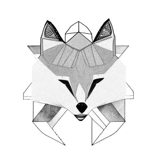 a fox surrounding 3 children tattoo design idea