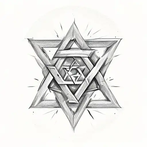 star of david skull tattoo design idea
