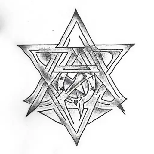 star of david skull tattoo design idea