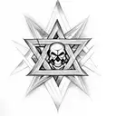 star of david skull tattoo design idea