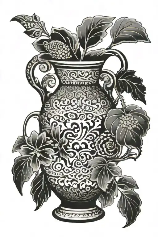 polish pottery vase filled tattoo design idea