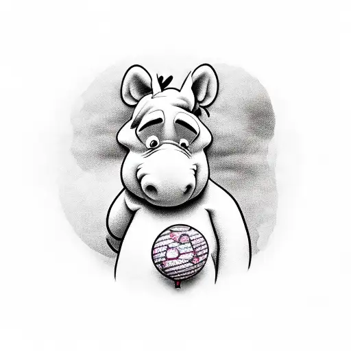 Sad eeyore from winnie the pooh with baloon tattoo design idea