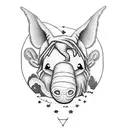 Eeyore from winnie the pooh, add signs of aries, pisces, gemini, scorpio, taurus, lithuanian "Vytis" around eeyore tattoo design idea