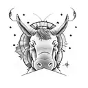 Eeyore from winnie the pooh, add signs of aries, pisces, gemini, scorpio, taurus, lithuanian "Vytis" around eeyore tattoo design idea