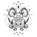 Eeyore from winnie the pooh, add signs of aries, pisces, gemini, scorpio, taurus, lithuanian "Vytis" around eeyore tattoo design idea