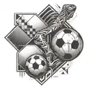 A geometric design featuring soccer elements and the number 8 tattoo design idea