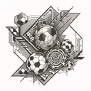 A geometric design featuring soccer elements and the number 8 tattoo design idea