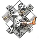 A geometric design featuring soccer elements and the number 8 tattoo design idea