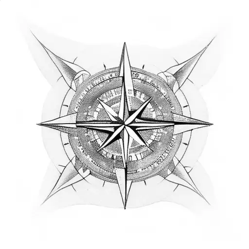 A blackwork tattoo of a compass with the words 'Faith', 'Family', and 'Purpose' pointing in different directions, symbolizing the client's journey guided by their Christian values and the importance of their loved ones tattoo design idea