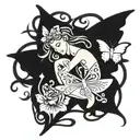 masculine tattoo that says Mom with a guardian angel and butterflies  tattoo design idea