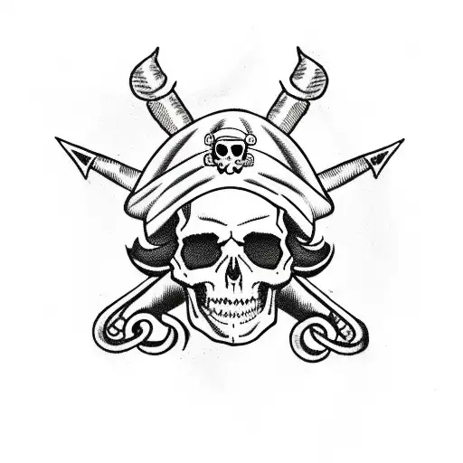 tough badass black sheep wearing a pirate hat with skull and crossbones tattoo design idea