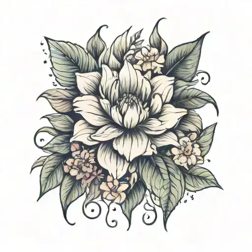 trad botanical garden tattoo design idea