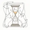 An hourglass with scientific symbols flowing through it, representing the passage of time and the constant pursuit of knowledge tattoo design idea