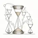 An hourglass with scientific symbols flowing through it, representing the passage of time and the constant pursuit of knowledge tattoo design idea