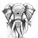 Elephant indian Aquael style with tribal on the fog tattoo design idea