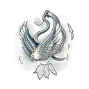 Tree snake and eagle  tattoo design idea