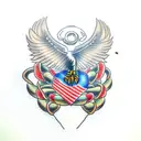 Tree snake and eagle  tattoo design idea