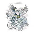 Tree snake and eagle  tattoo design idea