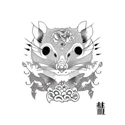 Flash Tattoo Design : Opossum - Serafine Lea's Ko-fi Shop - Ko-fi ❤️ Where  creators get support from fans through donations, memberships, shop sales  and more! The original 'Buy Me a Coffee' Page.