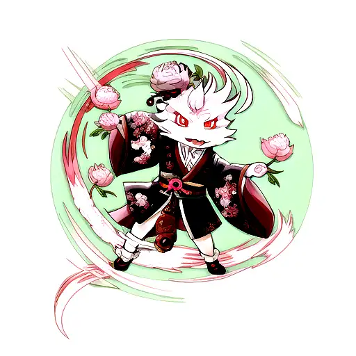 japanese Dragon with peony tattoo design idea