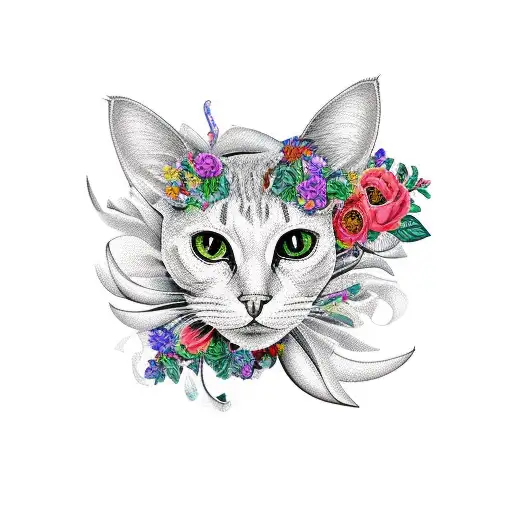 catrina with flwers tattoo design idea
