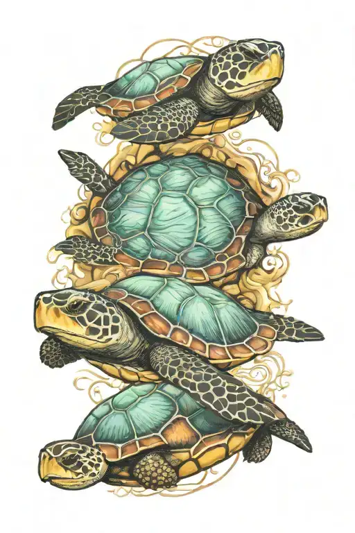 3 SEA TURTLE  tattoo design idea