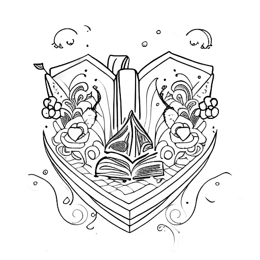 romance and fantasy book lover tattoo design idea