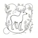 An intricate design combining elements of nature and cute animals in a blackwork style tattoo design idea