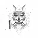 fat sphinx cat eating everything tattoo design idea