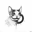 fat sphinx cat eating everything tattoo design idea