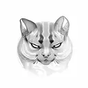 fat sphinx cat eating everything tattoo design idea