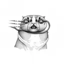 fat sphinx cat eating everything tattoo design idea