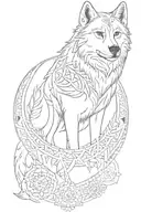 Intricate wolf and husky mandala tattoo inspired by Maori music motifs tattoo design idea
