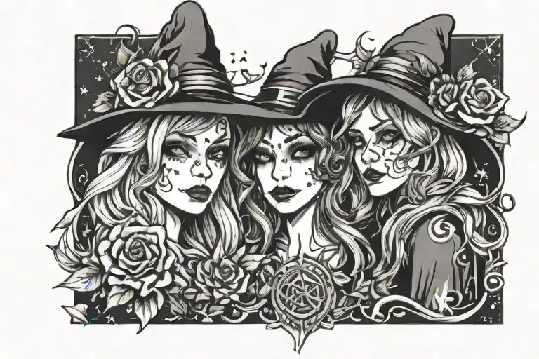 witchy best friend tattoo tattoo design idea