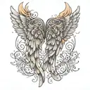 two angel wings one broken and one one perfect tattoo design idea