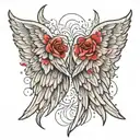 two angel wings one broken and one one perfect tattoo design idea