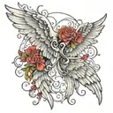 two angel wings one broken and one one perfect tattoo design idea