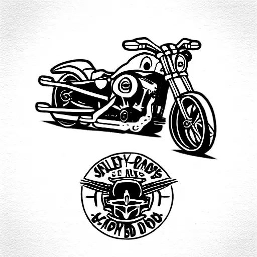 skeleton ride harley davidson sportster chopper  tattoo design idea