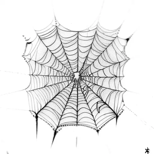 A spiderweb with intricate dotwork details and the words 'Hunter x Hunter' incorporated tattoo design idea