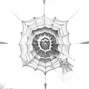 A spiderweb with intricate dotwork details and the words 'Hunter x Hunter' incorporated tattoo design idea