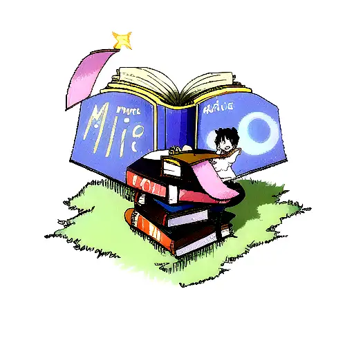 book worm with magic tattoo design idea