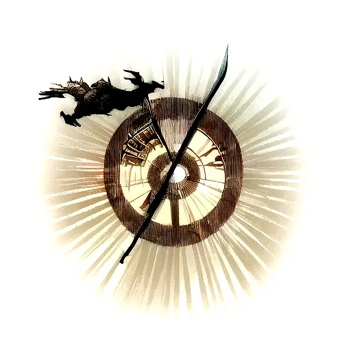 create a tattoo with the weapon from the anime attack on titan that mixes a little of the history of this anime and the  tattoo design idea