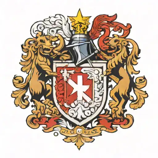 coat of arms with swiss flag waving tattoo design idea