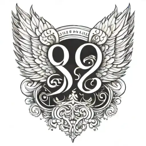 Combine angel wings with the number 999 in a unique design tattoo design idea