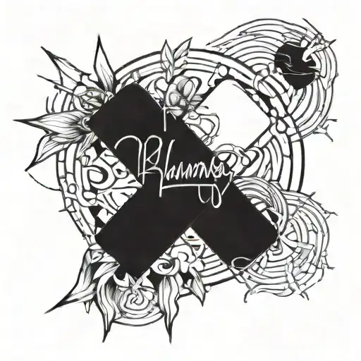 A futuristic design incorporating Juice WRLD's iconic symbols and lyrics tattoo design idea