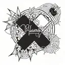 A futuristic design incorporating Juice WRLD's iconic symbols and lyrics tattoo design idea