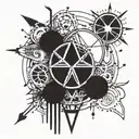 A futuristic design incorporating Juice WRLD's iconic symbols and lyrics tattoo design idea