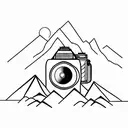 camera and mountain tattoo design idea
